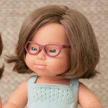 Load image into Gallery viewer, PRE ORDER Caucasian Brunette Girl Doll with DS Glasses and Romper
