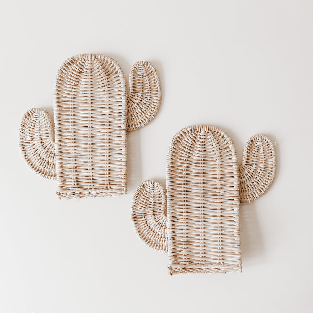 Cactus Wicker Wall Decor - Set of 2