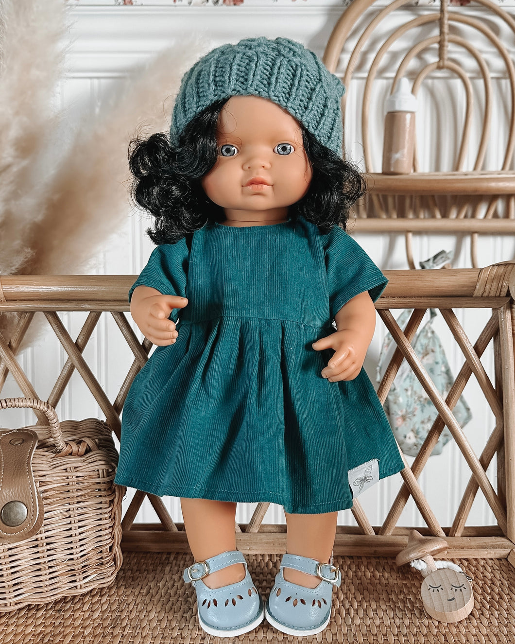 Corduroy Doll Dress - Paradise Teal